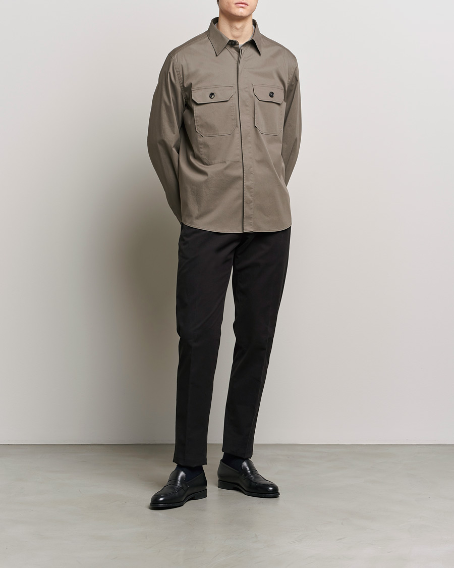 Men | Shirts | Zegna | Premium Cotton Overshirt Olive