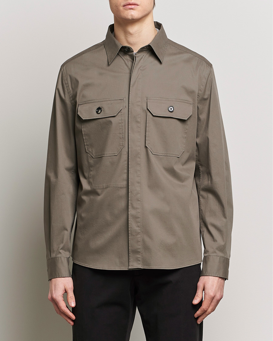 Men | Shirt Jackets | Zegna | Premium Cotton Overshirt Olive