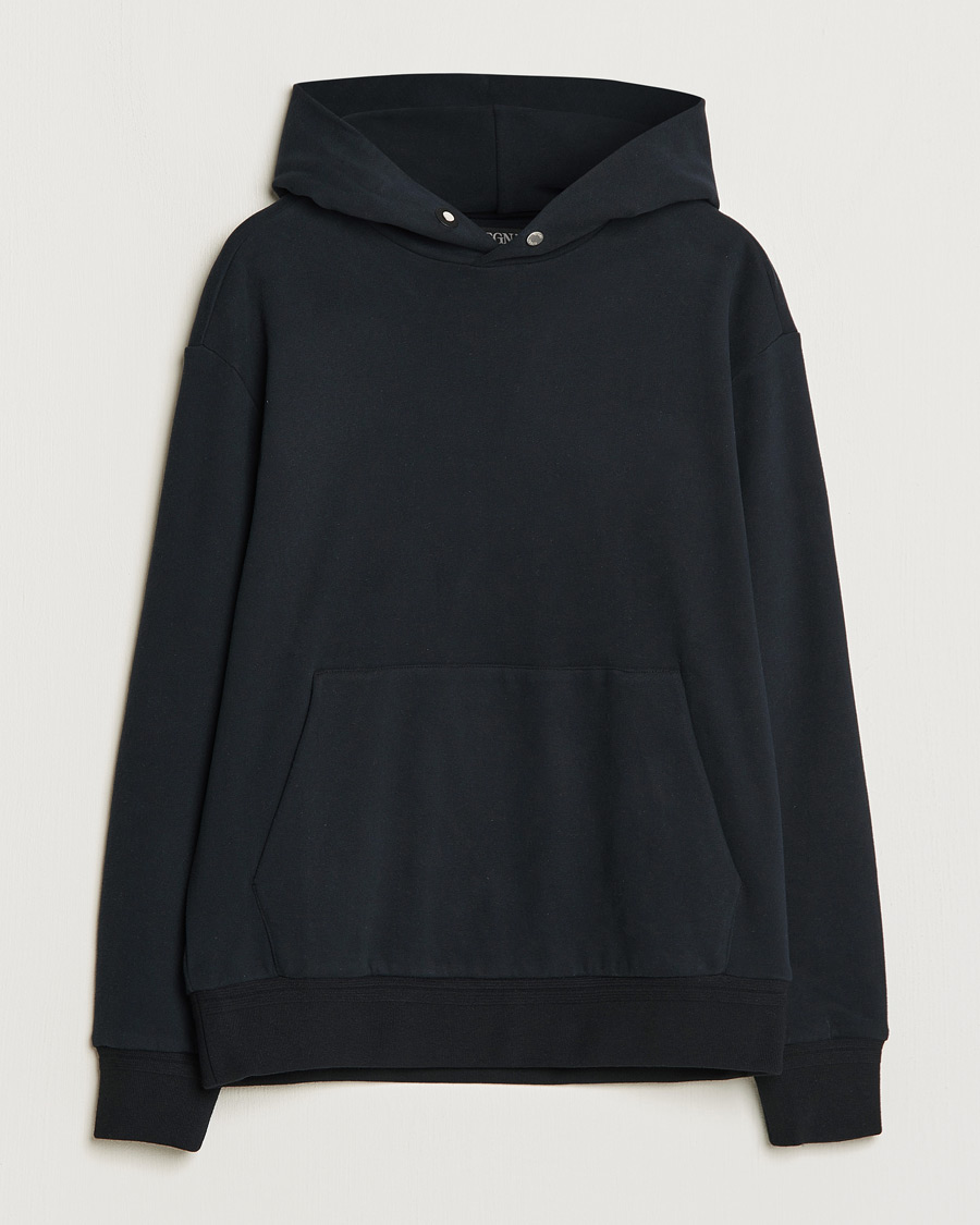 Zegna Cotton/Cashmere Hoodie Black at CareOfCarl.com