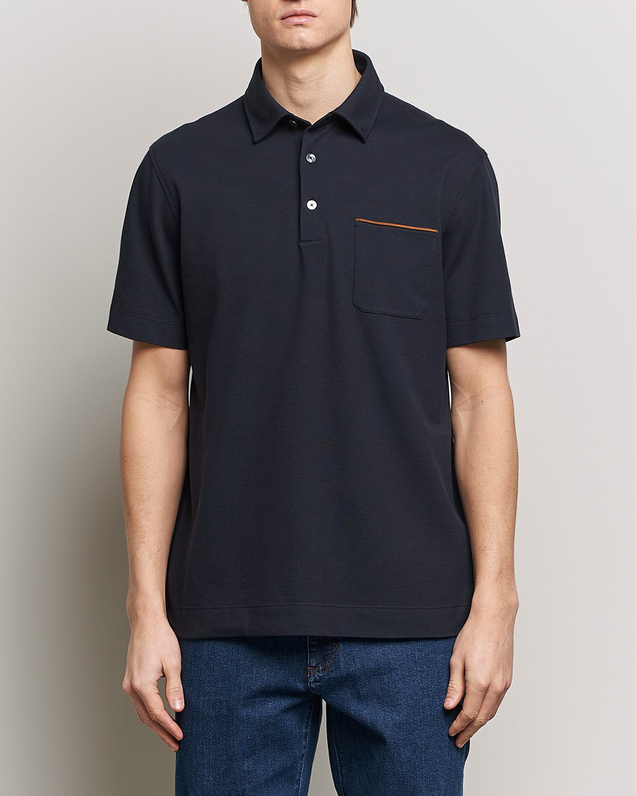 Men | Clothing | Zegna | Short Sleeve Pocket Polo Navy