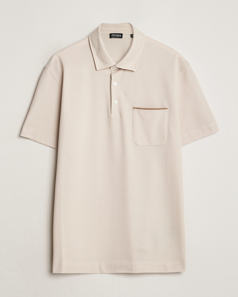 Men | Polo Shirts | Zegna | Short Sleeve Pocket Polo Beige
