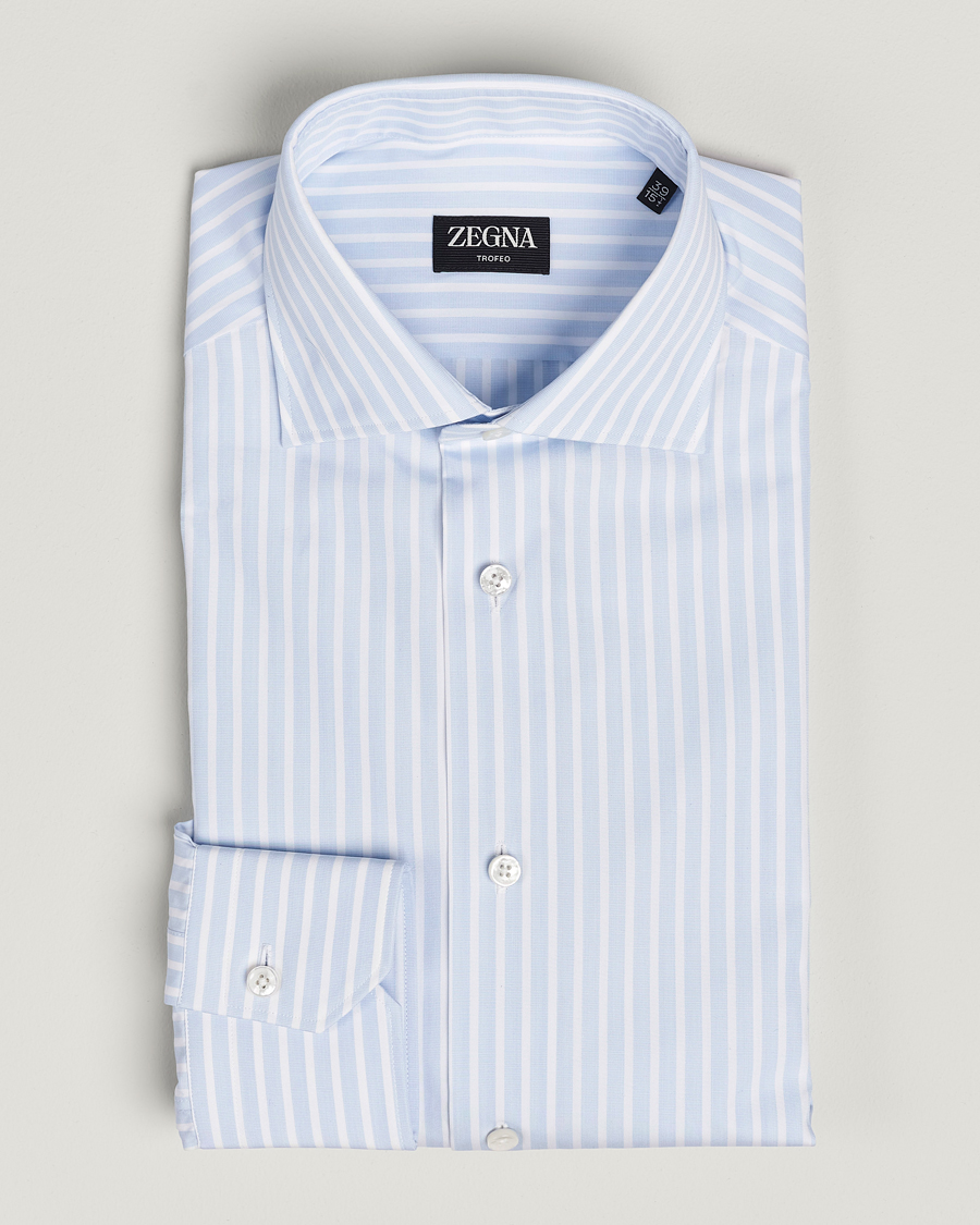 Zegna Slim Fit Dress Shirt Light Blue Stripe at CareOfCarl.com Zegna Slim Fit Dress Shirt Light Blue Stripe at CareOfCarl.com