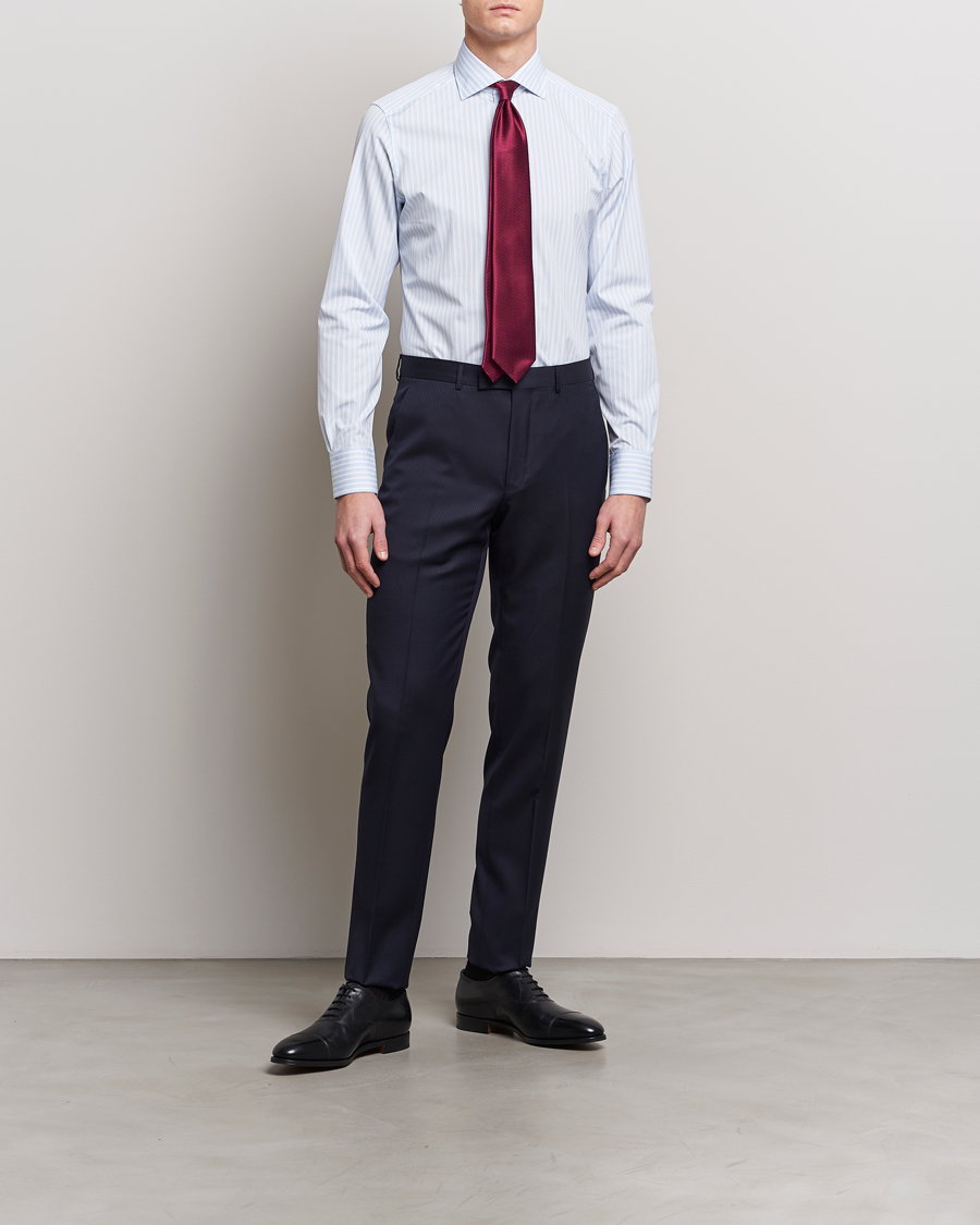 Men | Italian Department | Zegna | Slim Fit Dress Shirt Light Blue Stripe