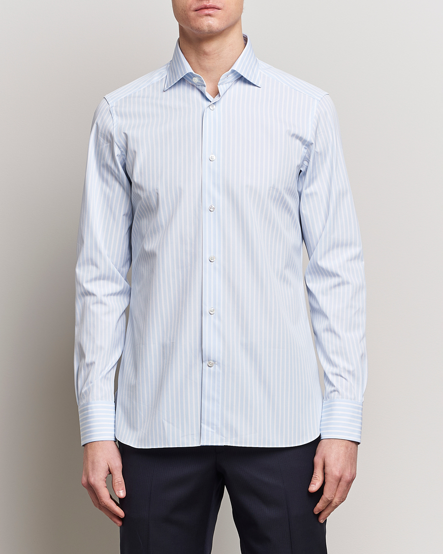 Men |  | Zegna | Slim Fit Dress Shirt Light Blue Stripe