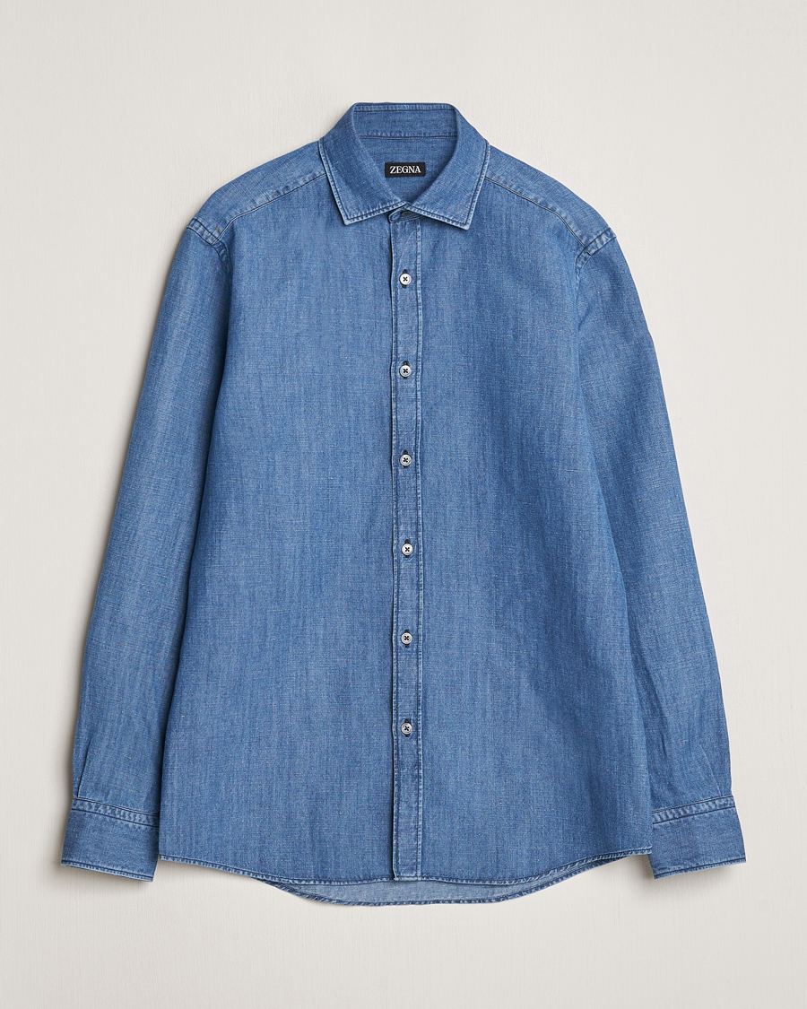 Men | Shirts | Zegna | Slim Fit Denim Shirt Stone Wash