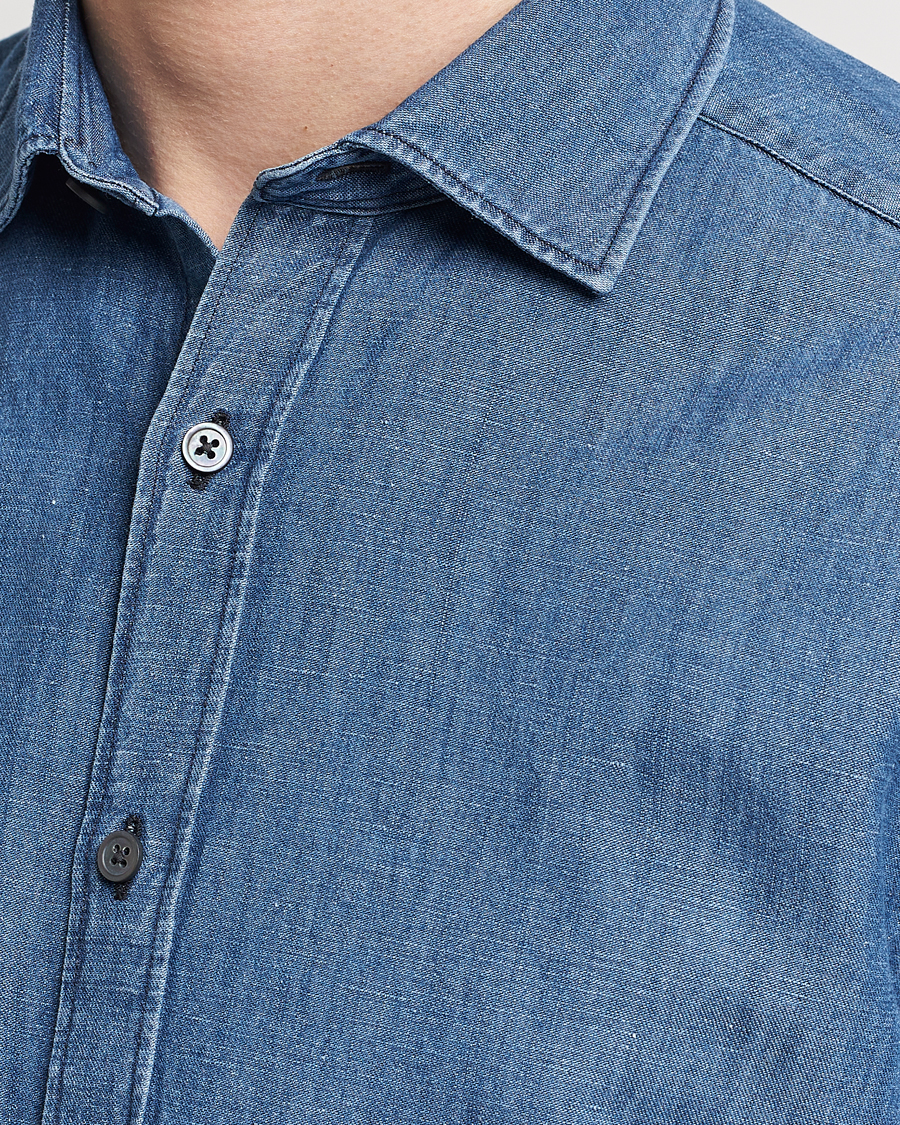 Men | Shirts | Zegna | Slim Fit Denim Shirt Stone Wash