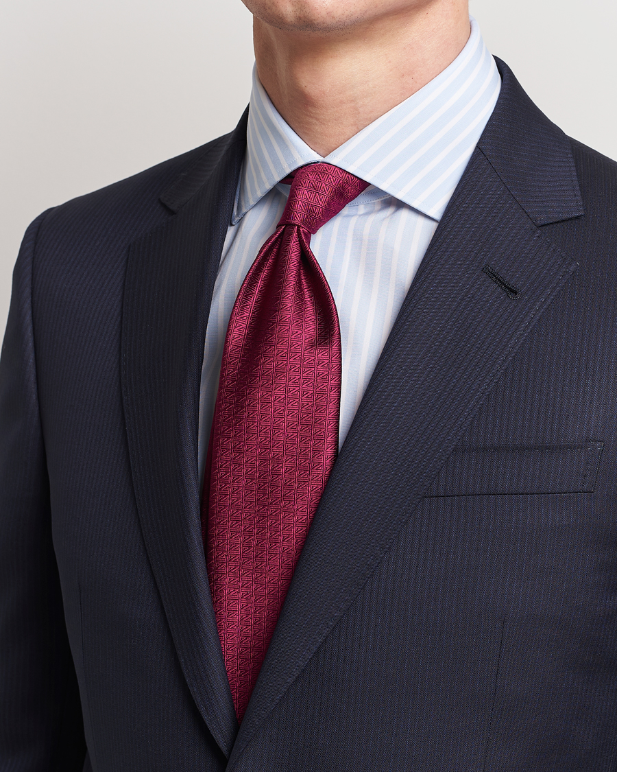 Men | Zegna Monogram Silk Tie Burgundy | Zegna | Monogram Silk Tie Burgundy