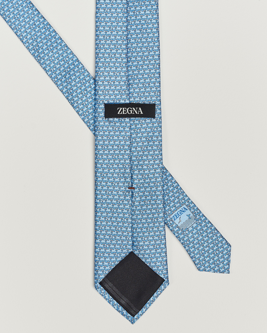 Men | Zegna Animal Print Silk Tie Light Blue | Zegna | Animal Print Silk Tie Light Blue
