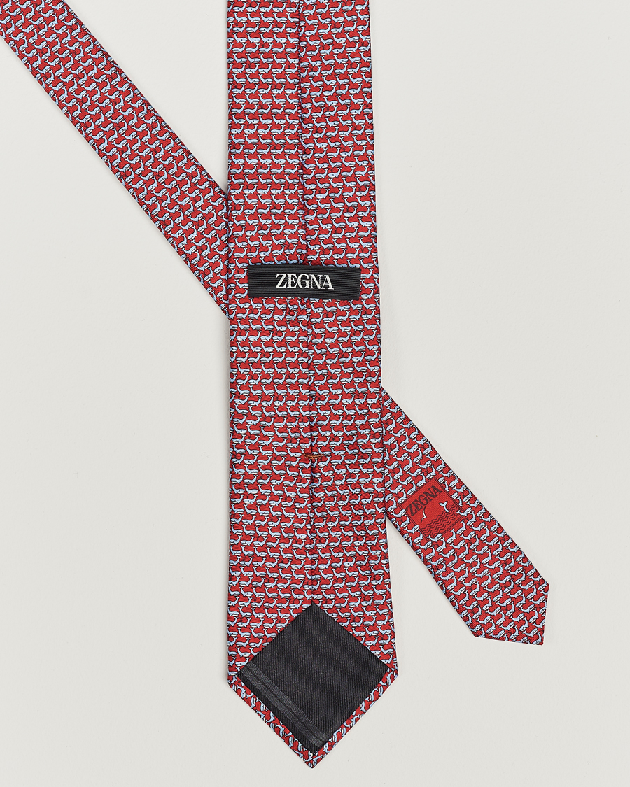 Men | Zegna Animal Print Silk Tie Red | Zegna | Animal Print Silk Tie Red