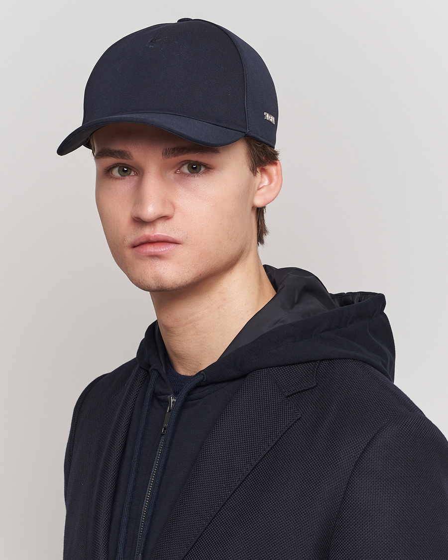 Men | Zegna Cotton/Wool Baseball Cap Navy | Zegna | Cotton/Wool Baseball Cap Navy