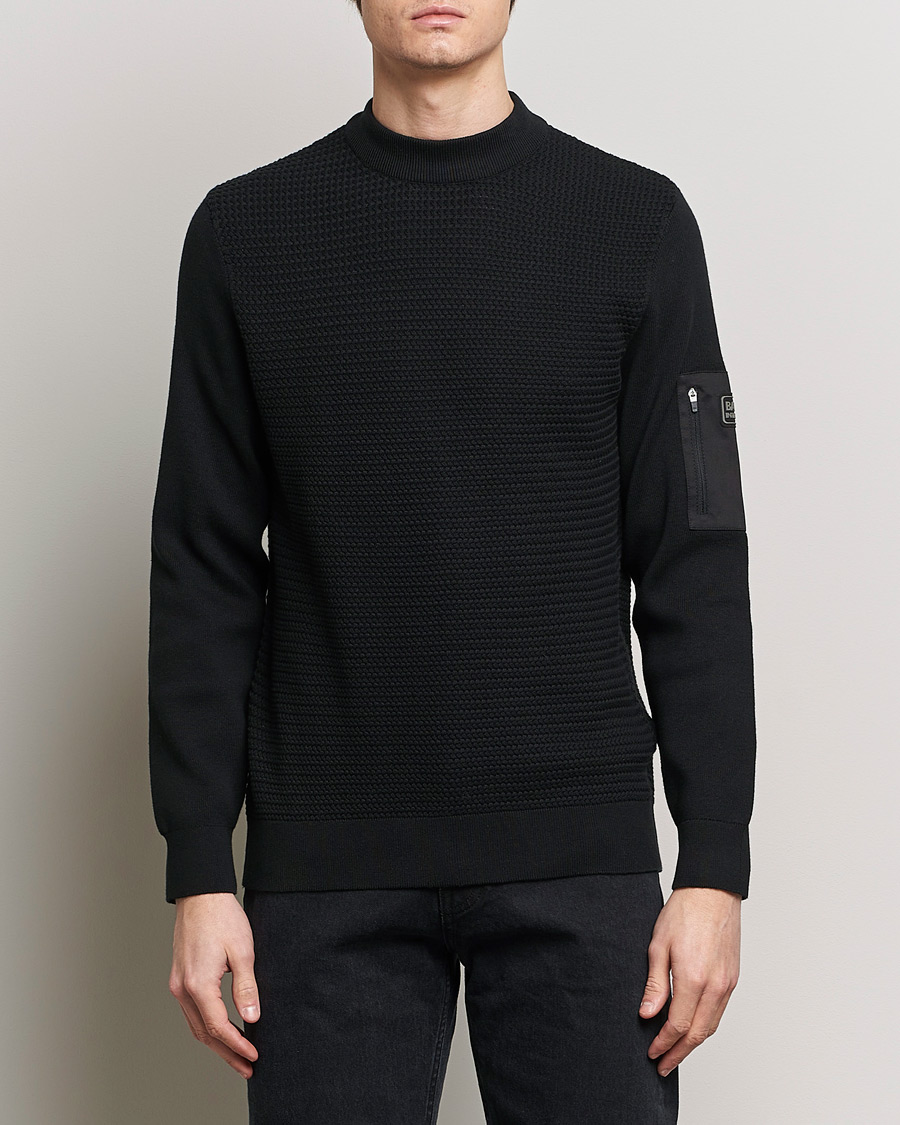 Herr | Stickade tröjor | Barbour International | Clayton Texture Crew Black