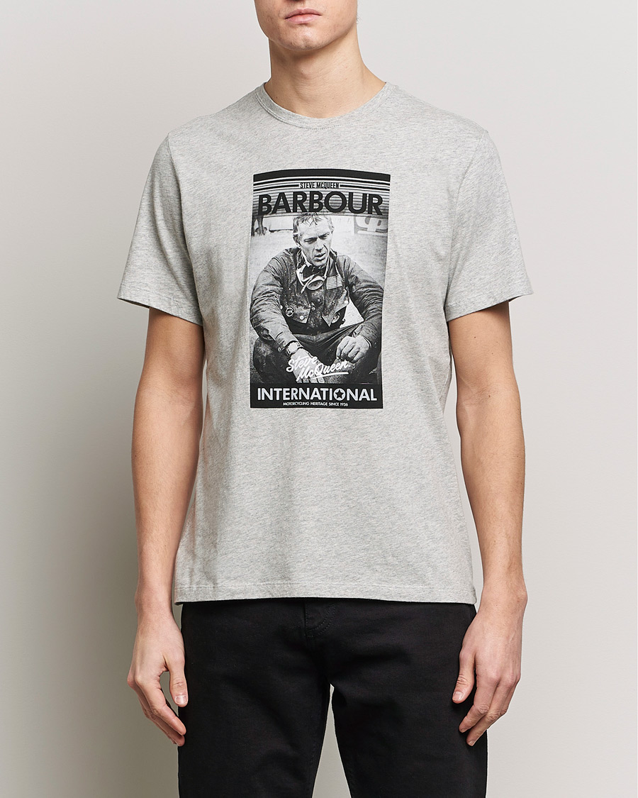 Herr | T-Shirts | Barbour International | Mount Steve McQueen T-Shirt Grey Marl