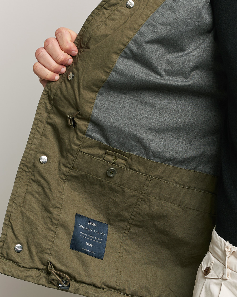 Herno Washed Cotton Field Jacket Military at CareOfCarl.com
