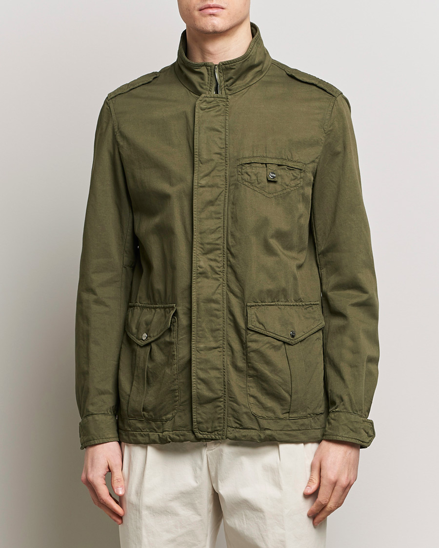 Men |  | Herno | Washed Cotton/Linen Field Jacket Military