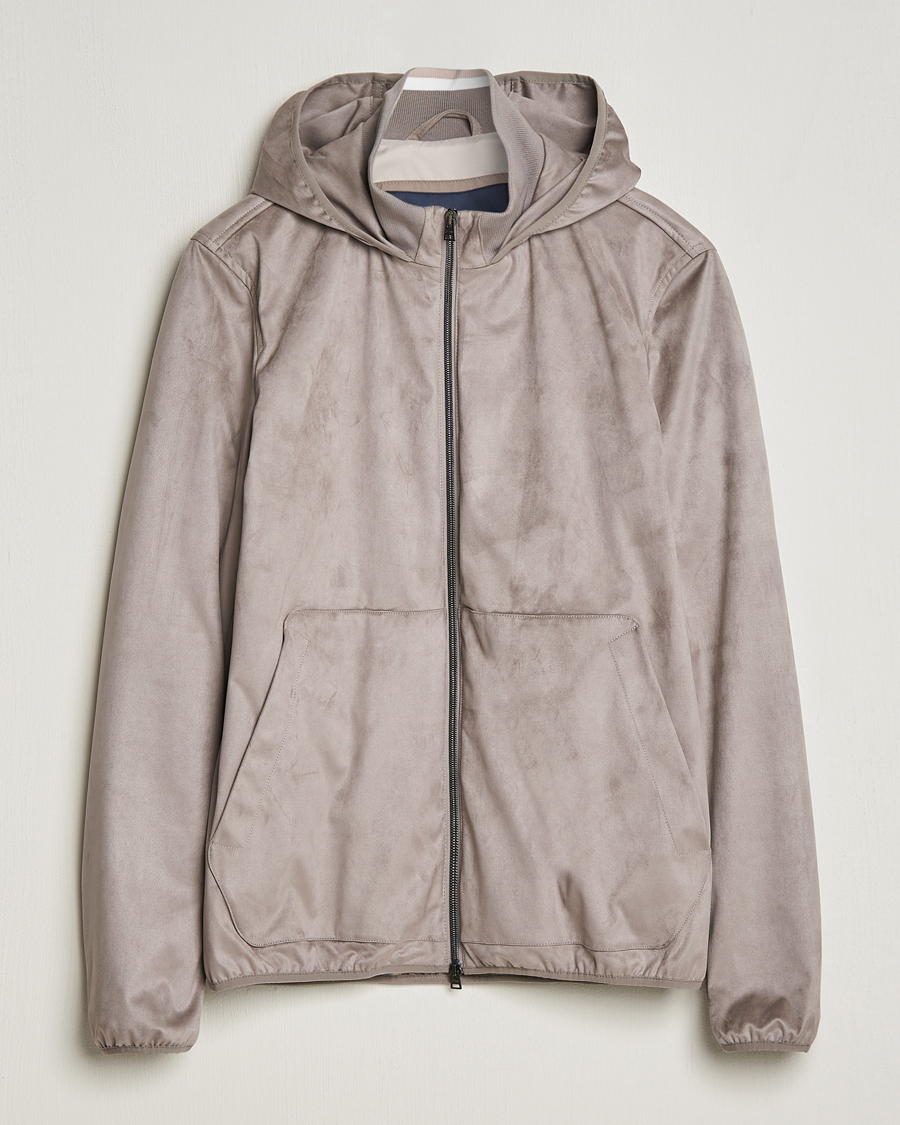 Men | Coats & Jackets | Herno | Faux Suede Bomber Jacket Grey