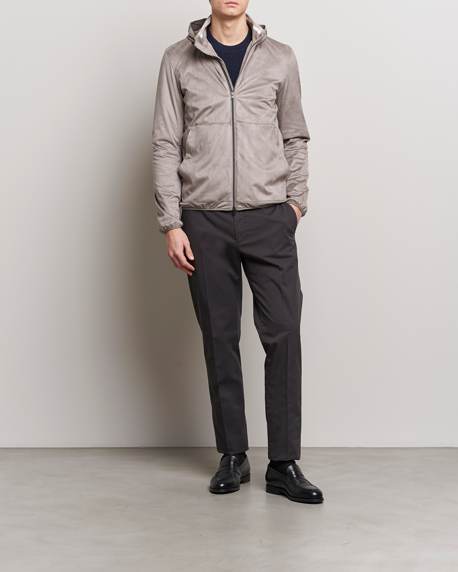 Men | Coats & Jackets | Herno | Faux Suede Bomber Jacket Grey
