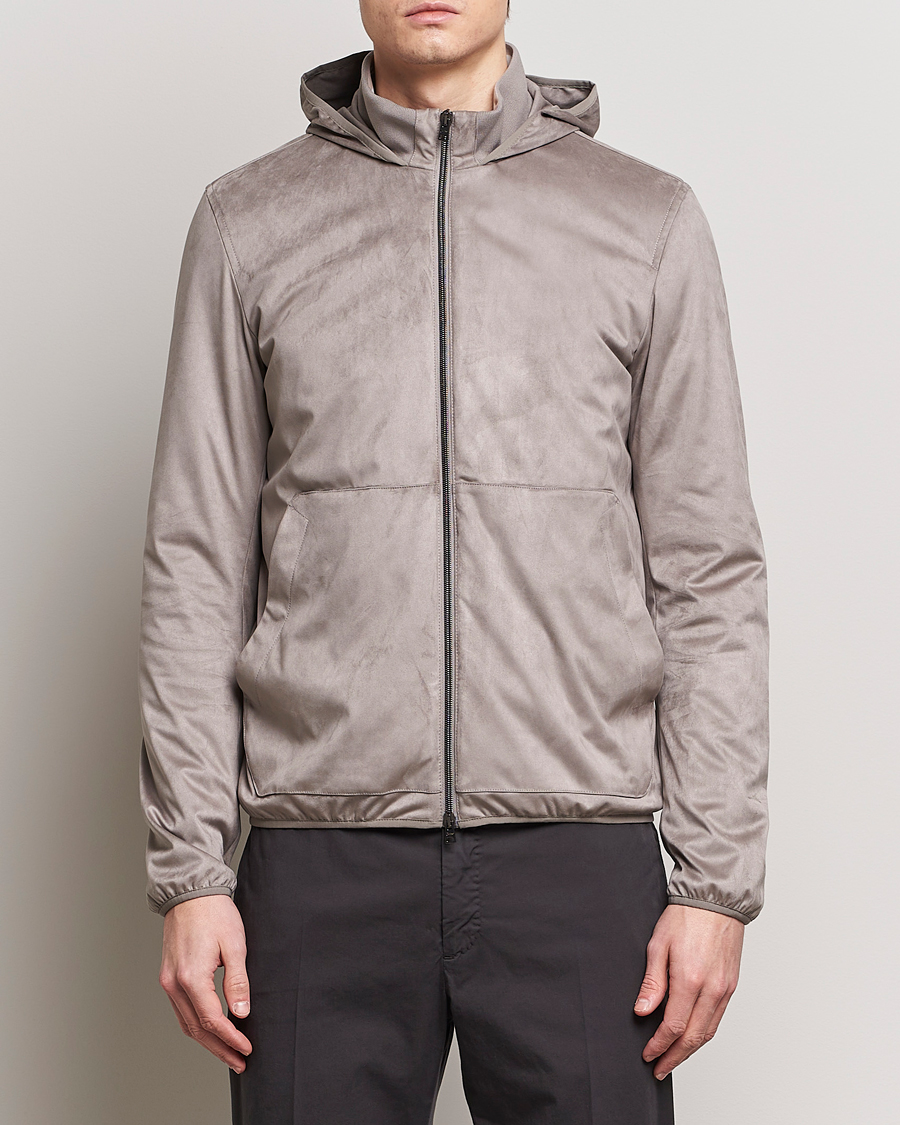 Men | Coats & Jackets | Herno | Faux Suede Bomber Jacket Grey