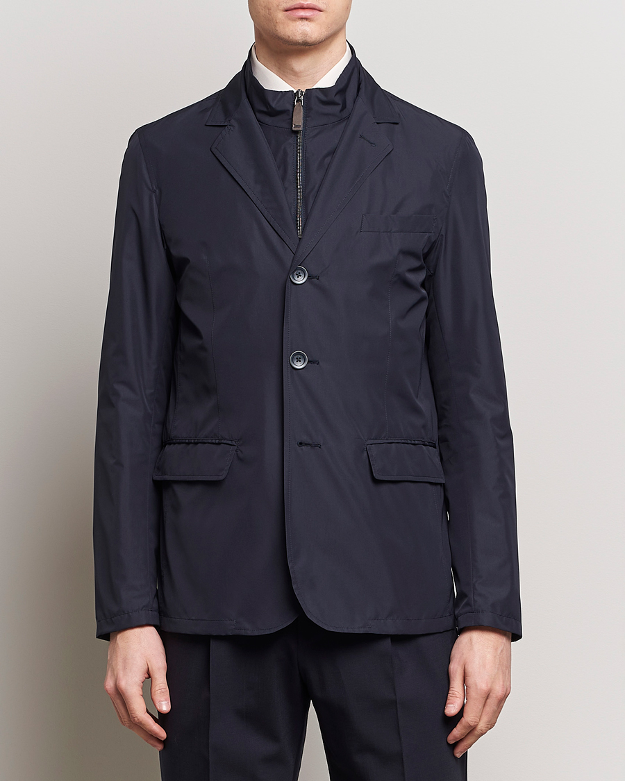 Men | Coats & Jackets | Herno | Lightweight Zip Blazer Navy