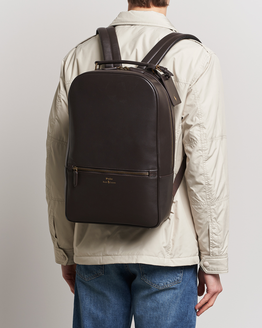 Men | Backpacks | Polo Ralph Lauren | Leather Backpack Dark Brown