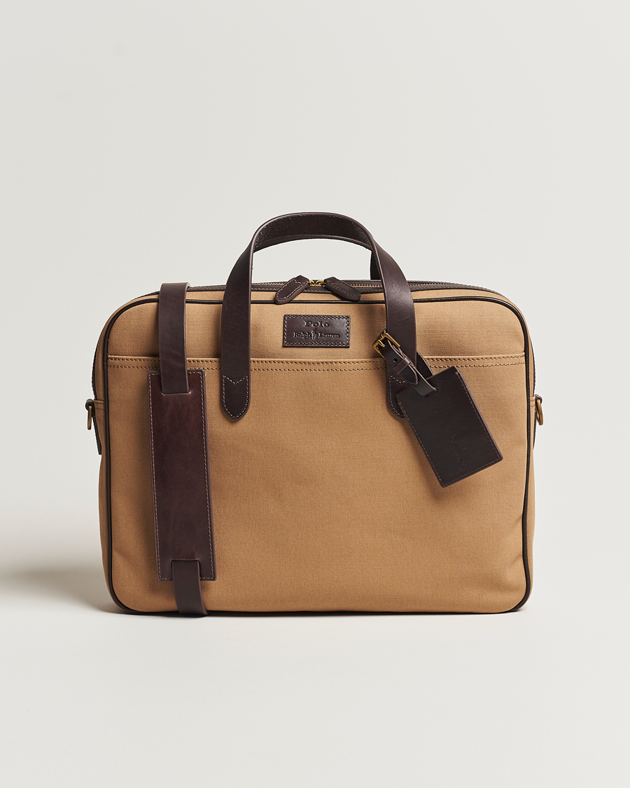 Men | Polo Ralph Lauren Canvas/Leather Computer Bag Tan | Polo Ralph Lauren | Canvas/Leather Computer Bag Tan