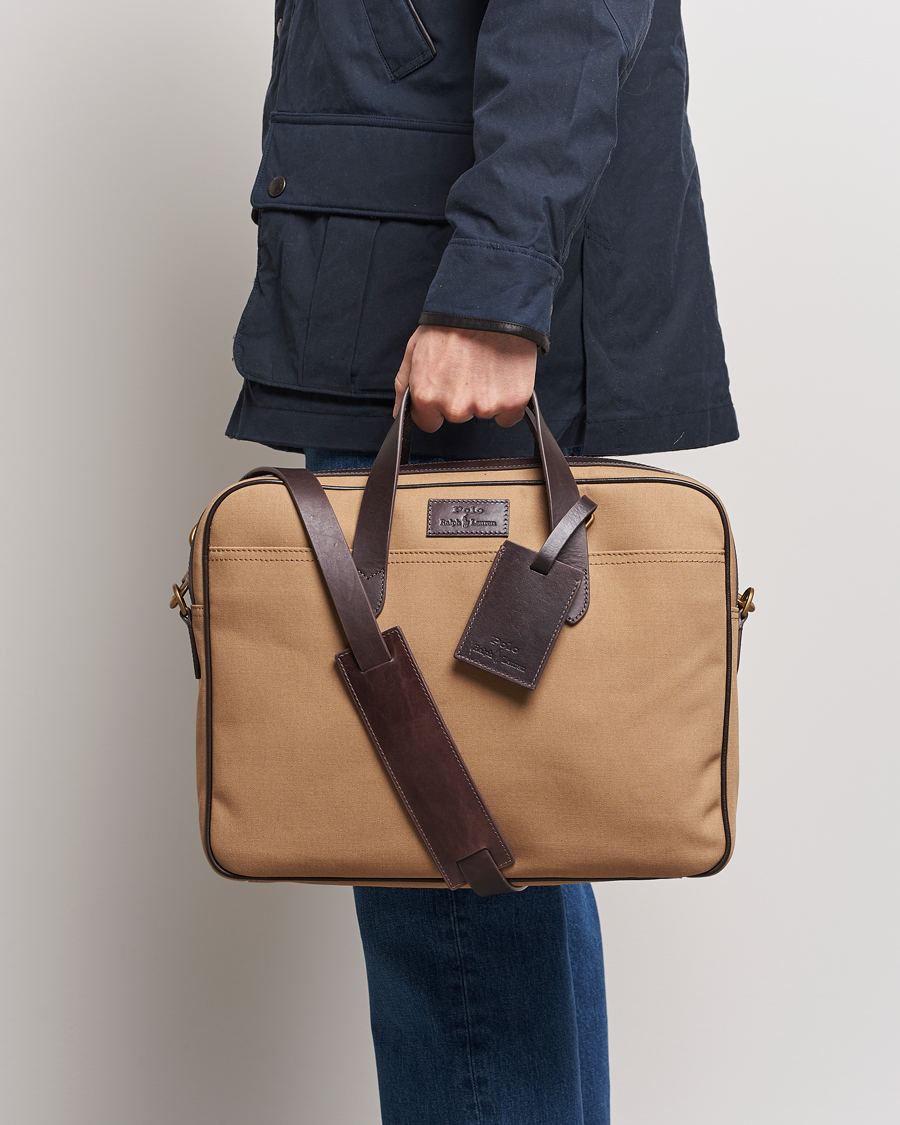 Men | Polo Ralph Lauren Canvas/Leather Computer Bag Tan | Polo Ralph Lauren | Canvas/Leather Computer Bag Tan