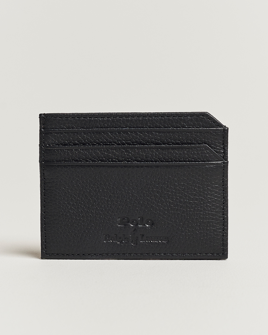 Men | Cardholders | Polo Ralph Lauren | Pebbled Leather Credit Card Holder Black