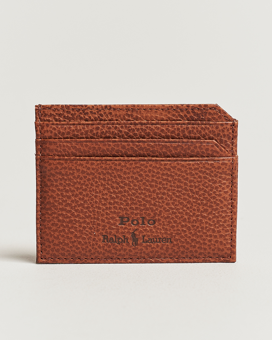 Men | Wallets | Polo Ralph Lauren | Pebbled Leather Credit Card Holder Saddle Brown