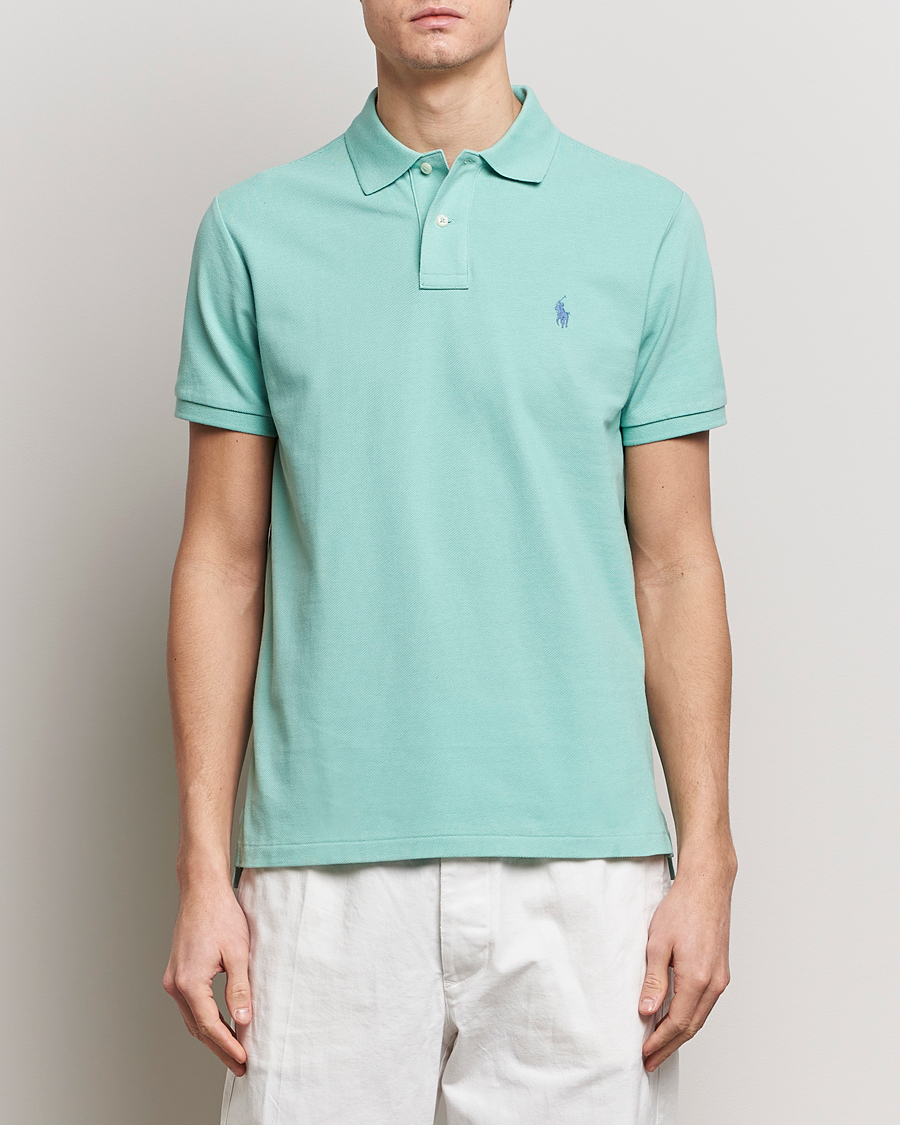 Men | Short Sleeve Polo Shirts | Polo Ralph Lauren | Custom Slim Fit Polo Celadon