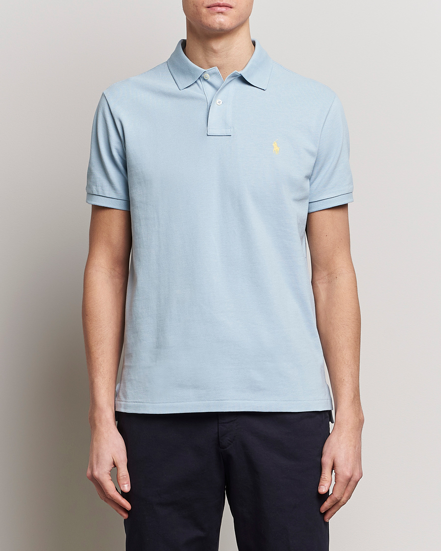 Men | Short Sleeve Polo Shirts | Polo Ralph Lauren | Custom Slim Fit Polo Alpine Blue