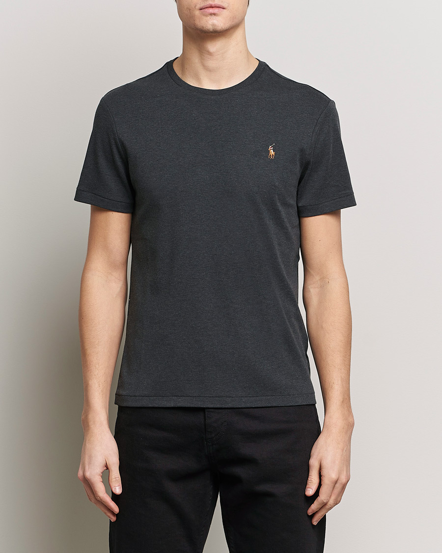 Herr | Kortärmade t-shirts | Polo Ralph Lauren | Luxury Pima Cotton Crew Neck T-Shirt Black Heather