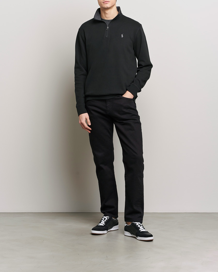 Men | Sweaters & Knitwear | Polo Ralph Lauren | Double Knit Half-Zip Sweater Polo Black