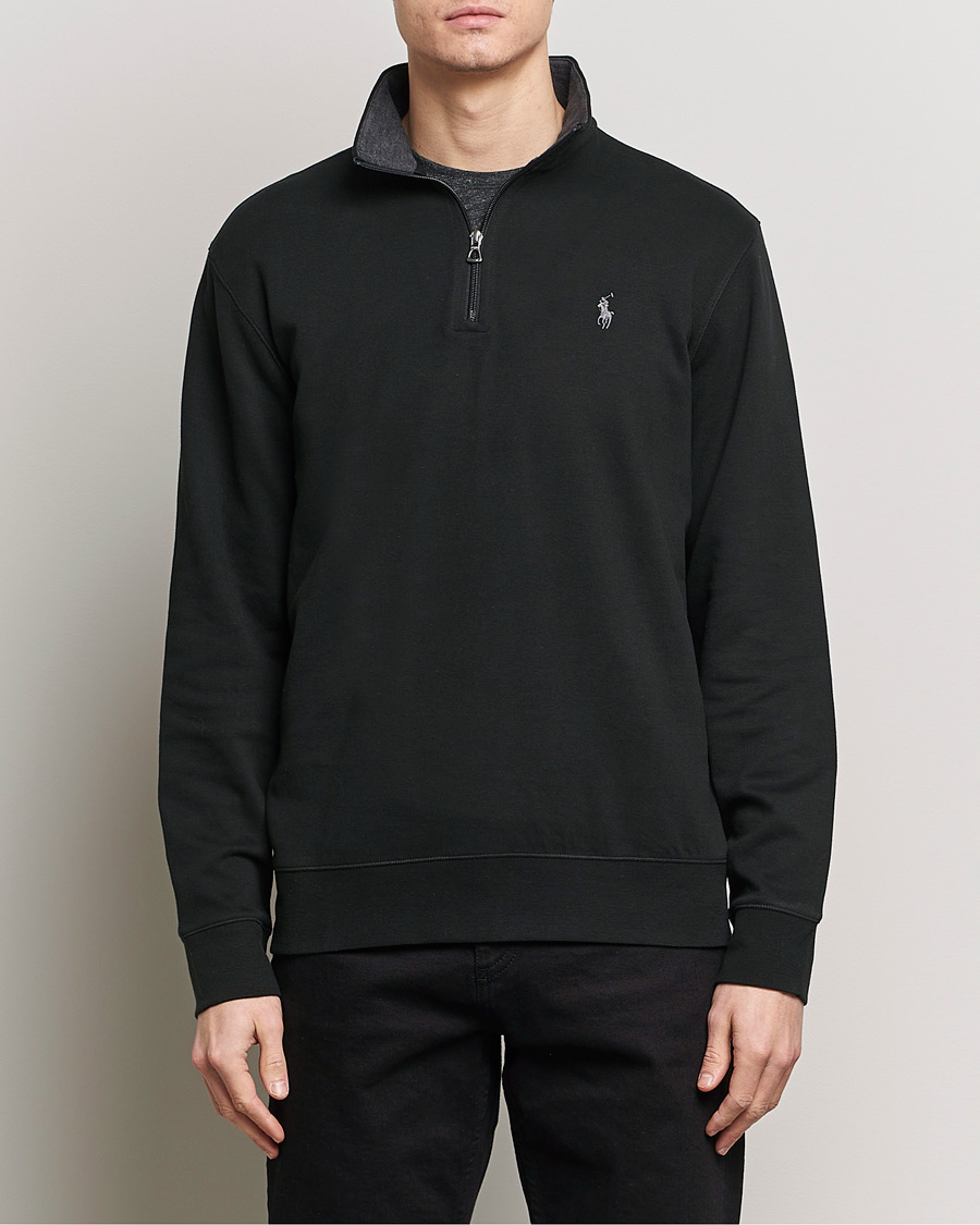 Men | Sweaters & Knitwear | Polo Ralph Lauren | Double Knit Half-Zip Sweater Polo Black