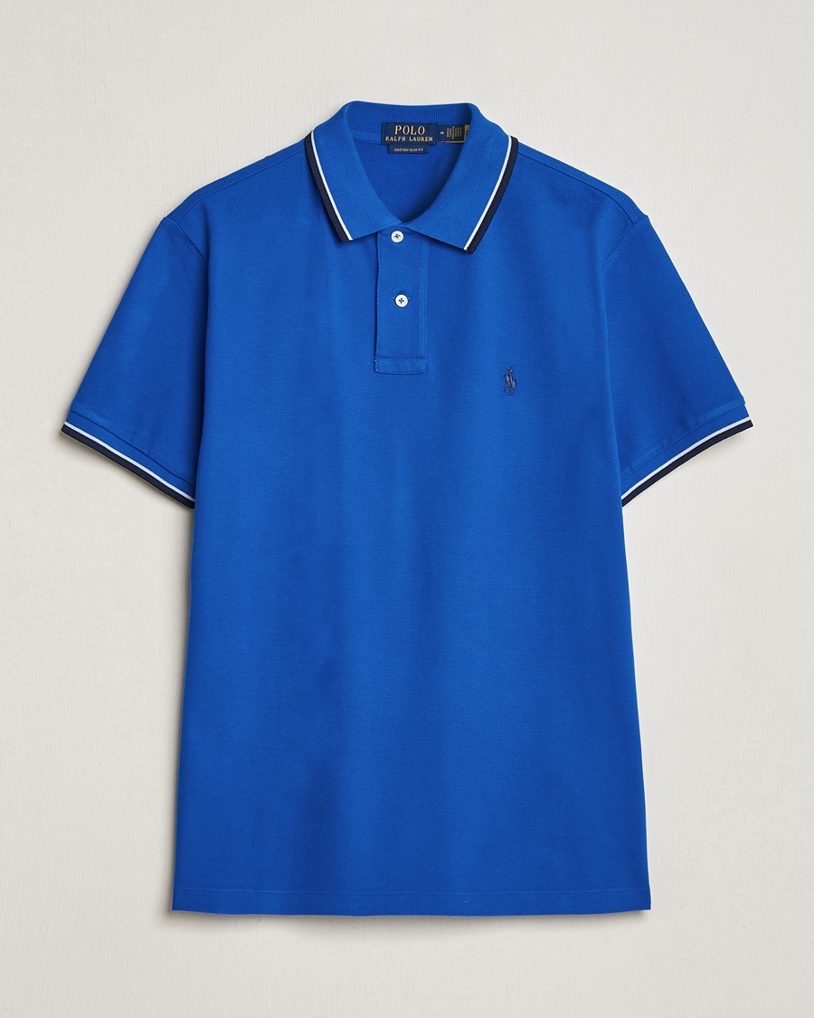 Men | Polo Shirts | Polo Ralph Lauren | Custom Slim Fit Tipped Polo Heritage Blue