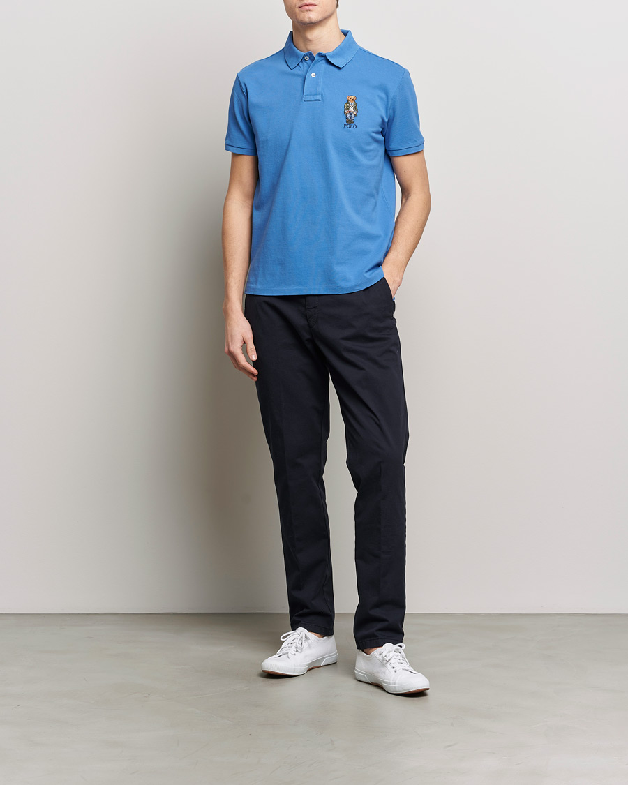 Men | Polo Shirts | Polo Ralph Lauren | Custom Slim Fit Heritage Bear Polo New England Blue