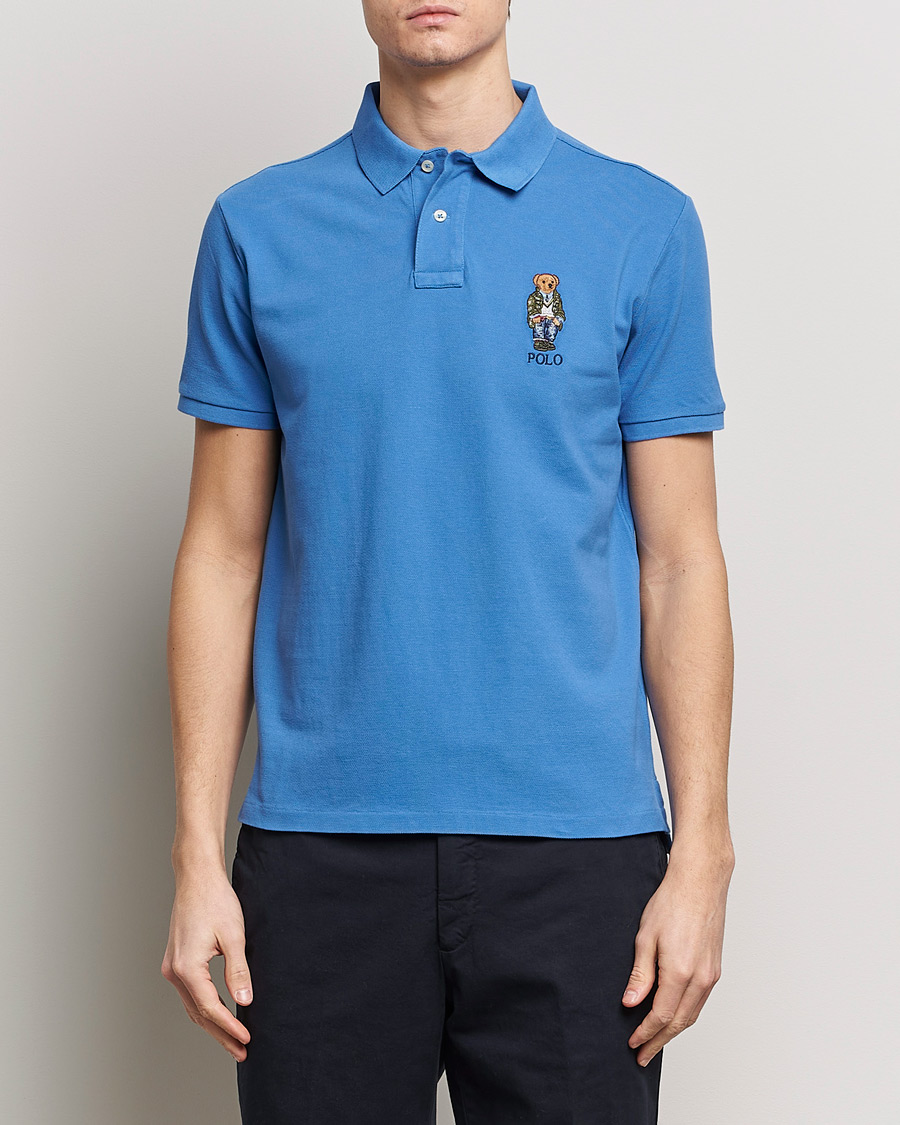 Men | Polo Shirts | Polo Ralph Lauren | Custom Slim Fit Heritage Bear Polo New England Blue
