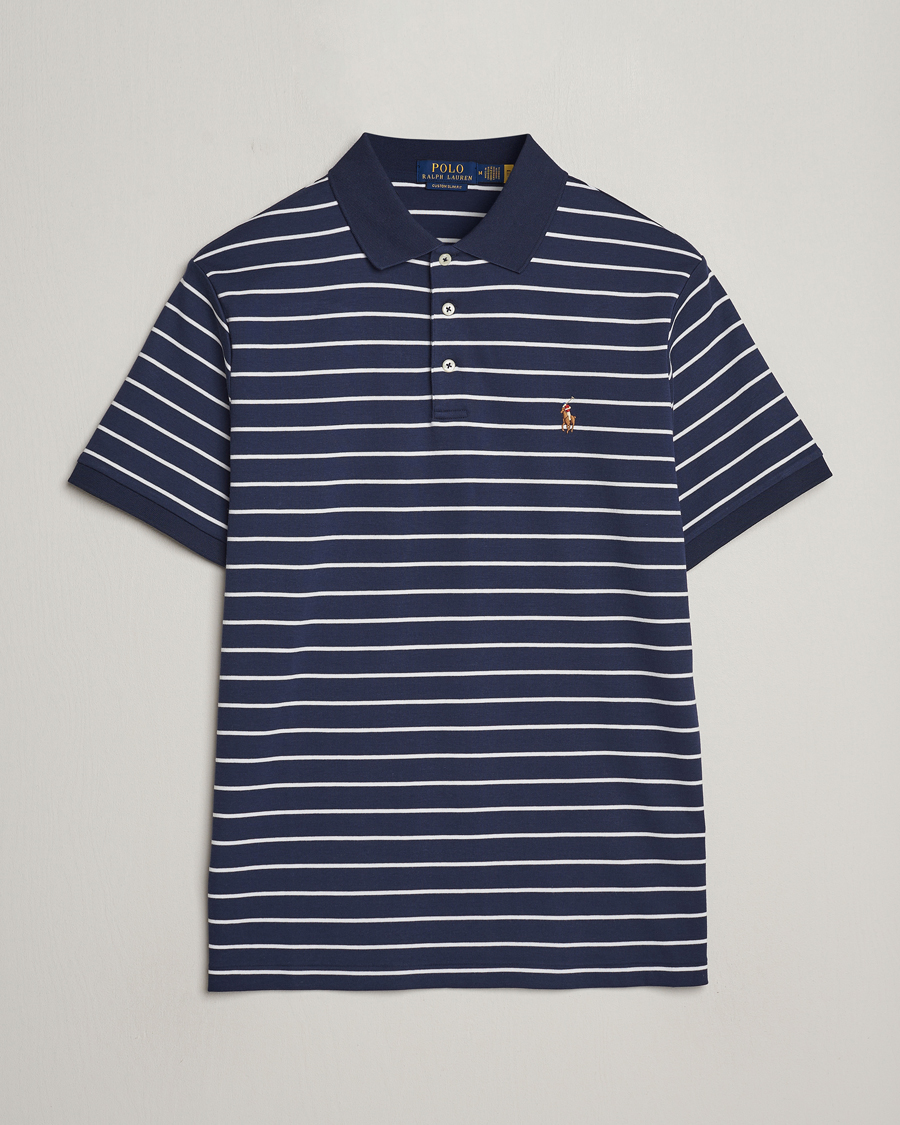 Men | Polo Shirts | Polo Ralph Lauren | Luxury Pima Cotton Striped Polo Refined Navy/White