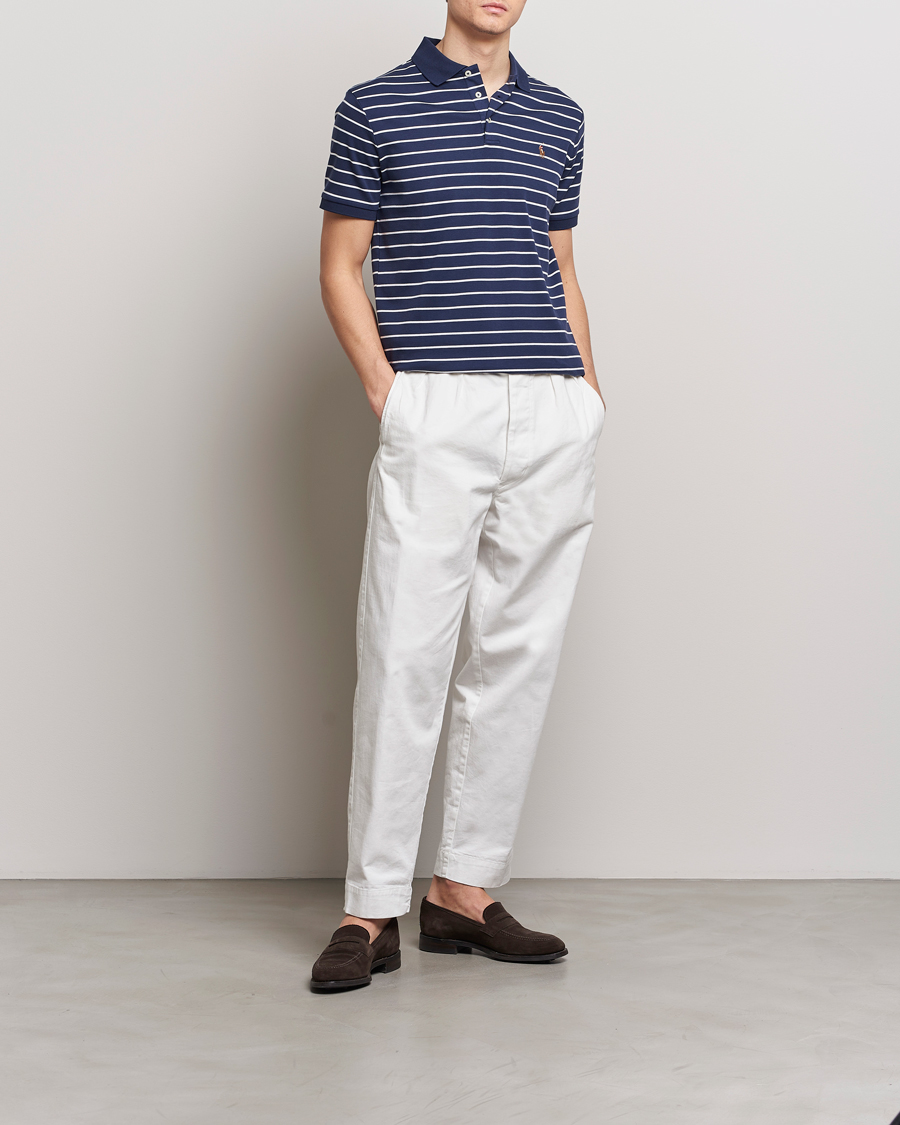 Men | Polo Shirts | Polo Ralph Lauren | Luxury Pima Cotton Striped Polo Refined Navy/White