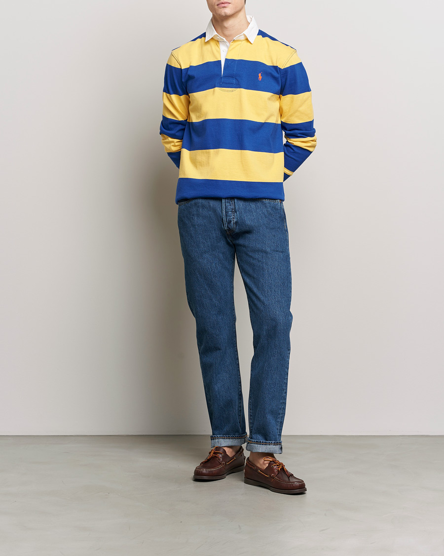 Men | Sweaters & Knitwear | Polo Ralph Lauren | Jersey Striped Rugger Chrome Yellow/Cruise Royal