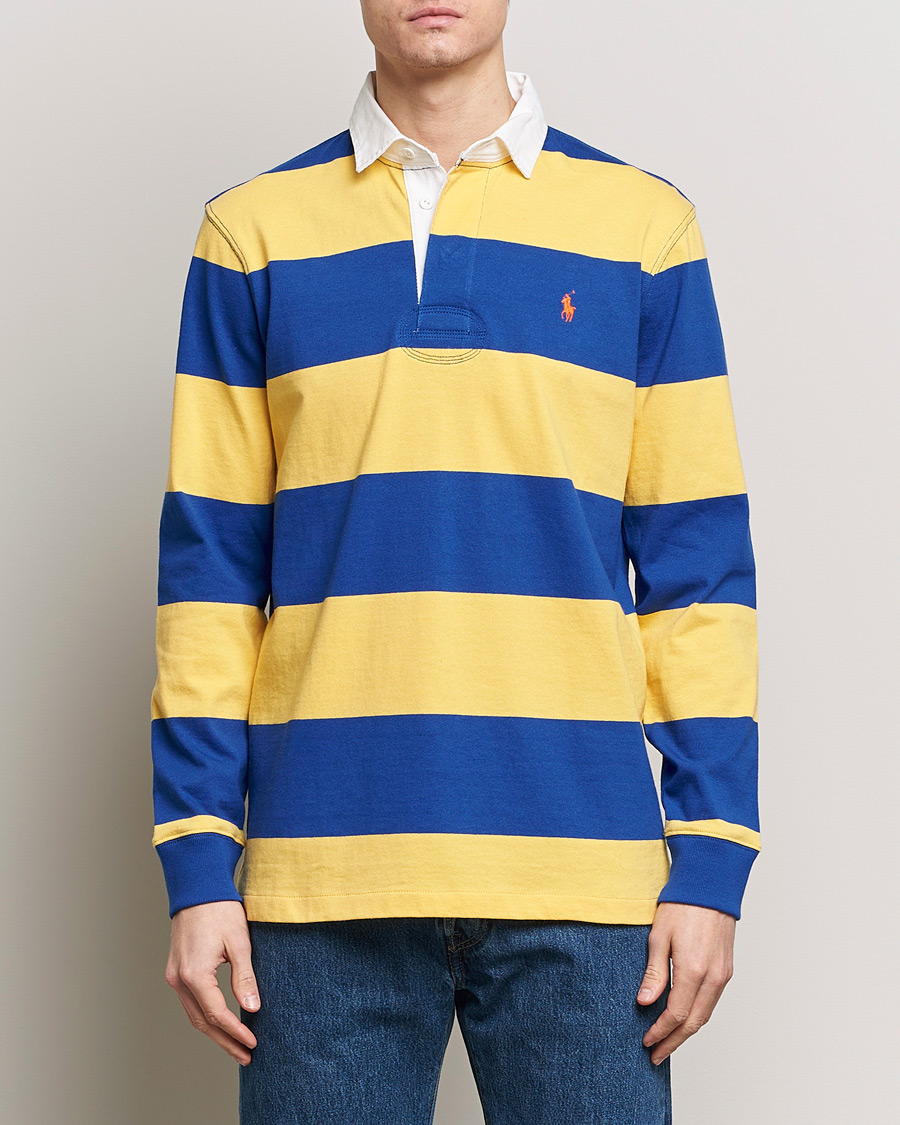 Men | Rugby Shirts | Polo Ralph Lauren | Jersey Striped Rugger Chrome Yellow/Cruise Royal