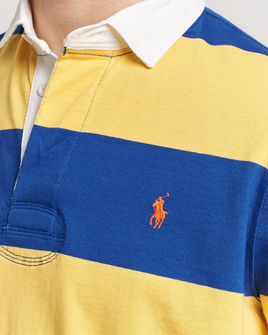 Men | Sweaters & Knitwear | Polo Ralph Lauren | Jersey Striped Rugger Chrome Yellow/Cruise Royal