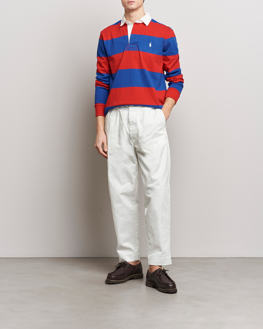 Men | Sweaters & Knitwear | Polo Ralph Lauren | Jersey Striped Rugger Red/Rugby Royal