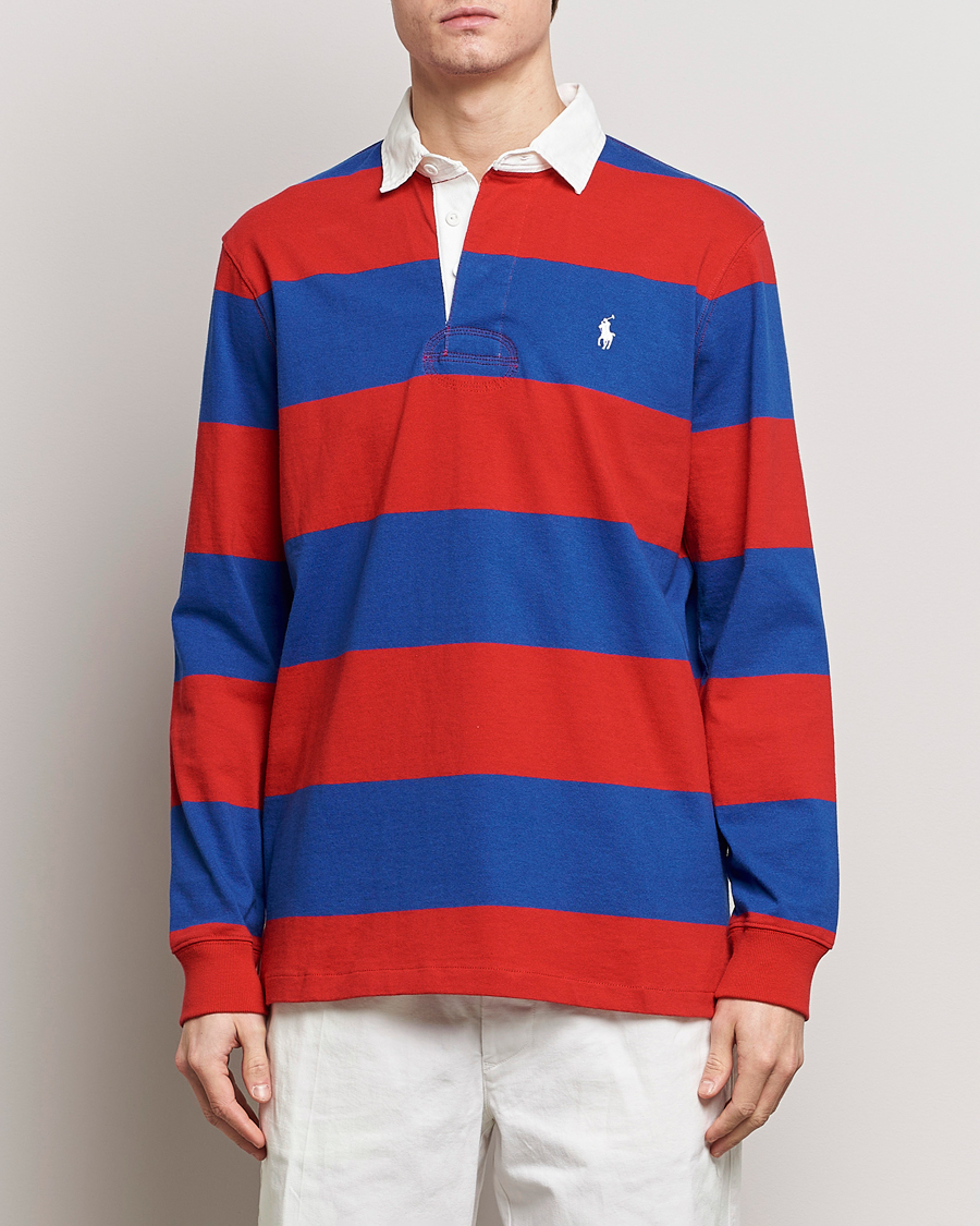 Men | Sweaters & Knitwear | Polo Ralph Lauren | Jersey Striped Rugger Red/Rugby Royal