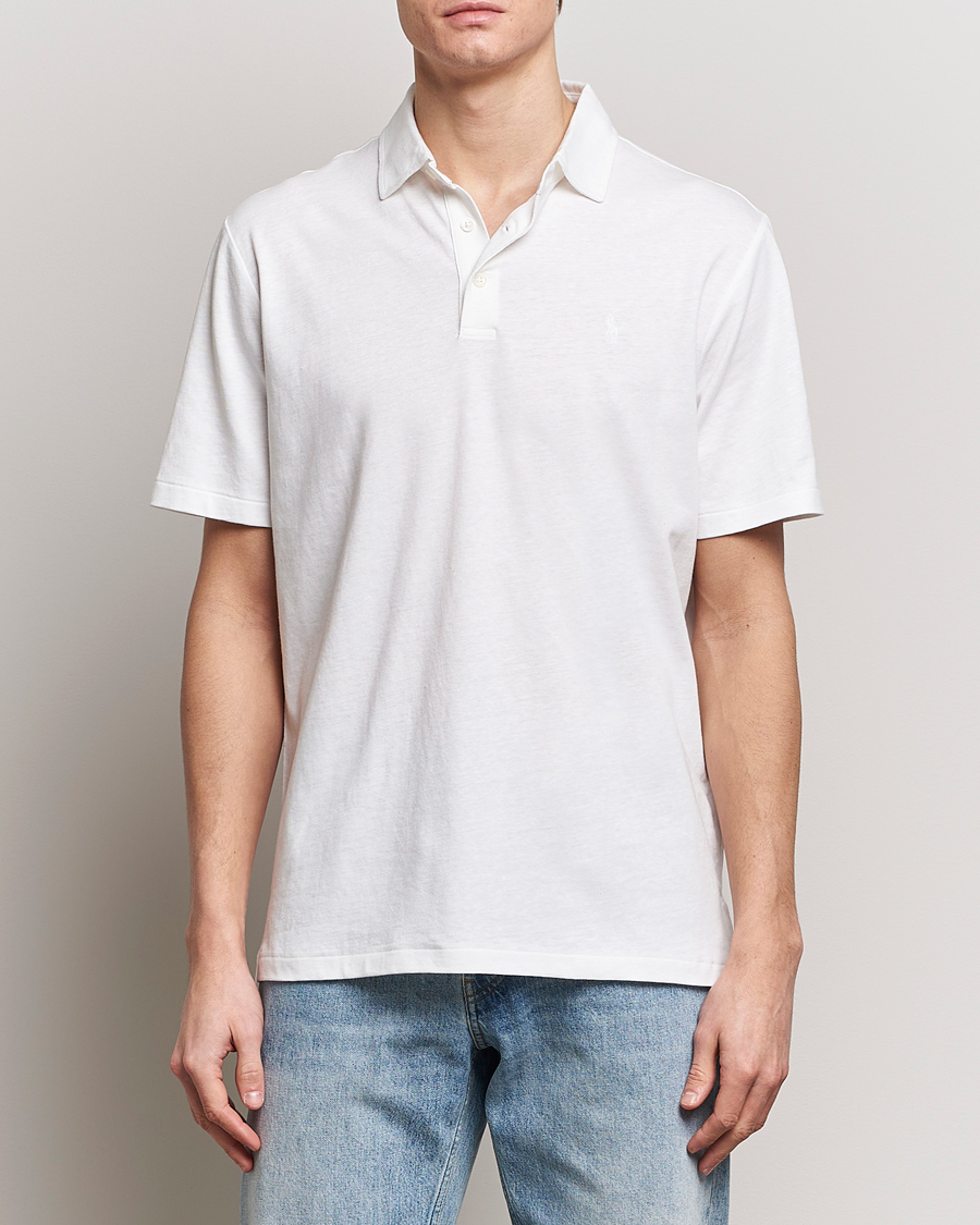 Men | Short Sleeve Polo Shirts | Polo Ralph Lauren | Cotton/Linen Polo Shirt White