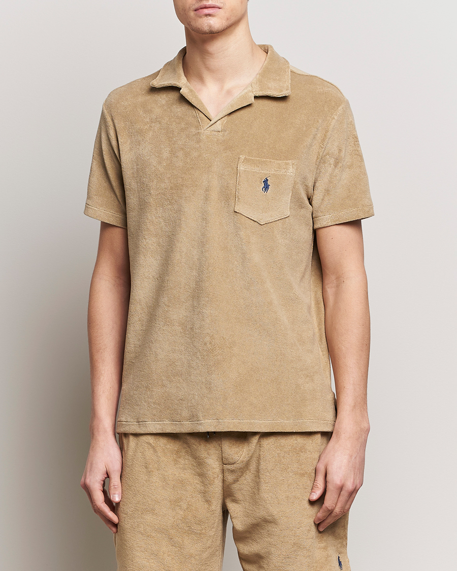 Men | Short Sleeve Polo Shirts | Polo Ralph Lauren | Cotton Terry Polo Coastal Beige