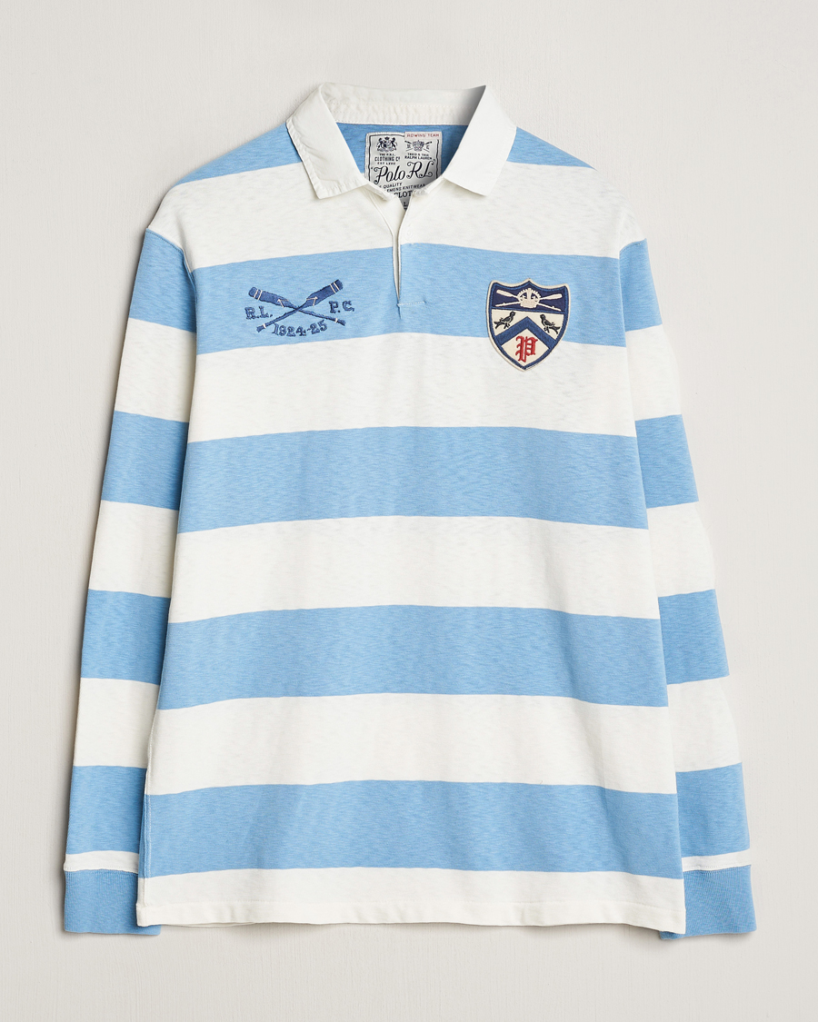 Men | Sweaters & Knitwear | Polo Ralph Lauren | Jersey Striped Rugger Powder Blue/Nevis