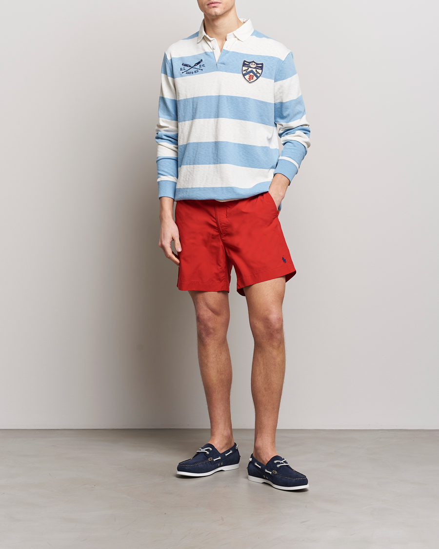 Men | Sweaters & Knitwear | Polo Ralph Lauren | Jersey Striped Rugger Powder Blue/Nevis