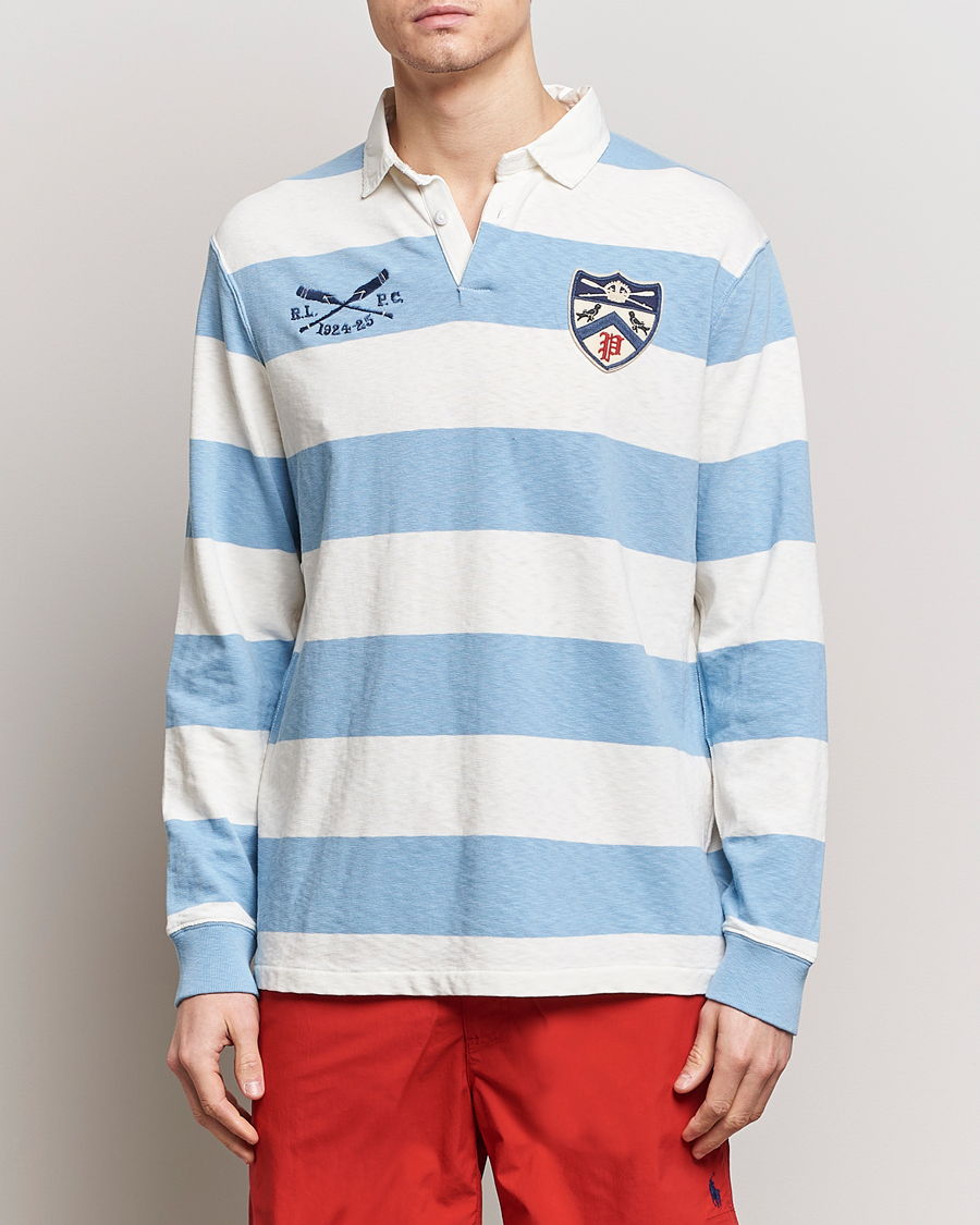 Men | Sweaters & Knitwear | Polo Ralph Lauren | Jersey Striped Rugger Powder Blue/Nevis