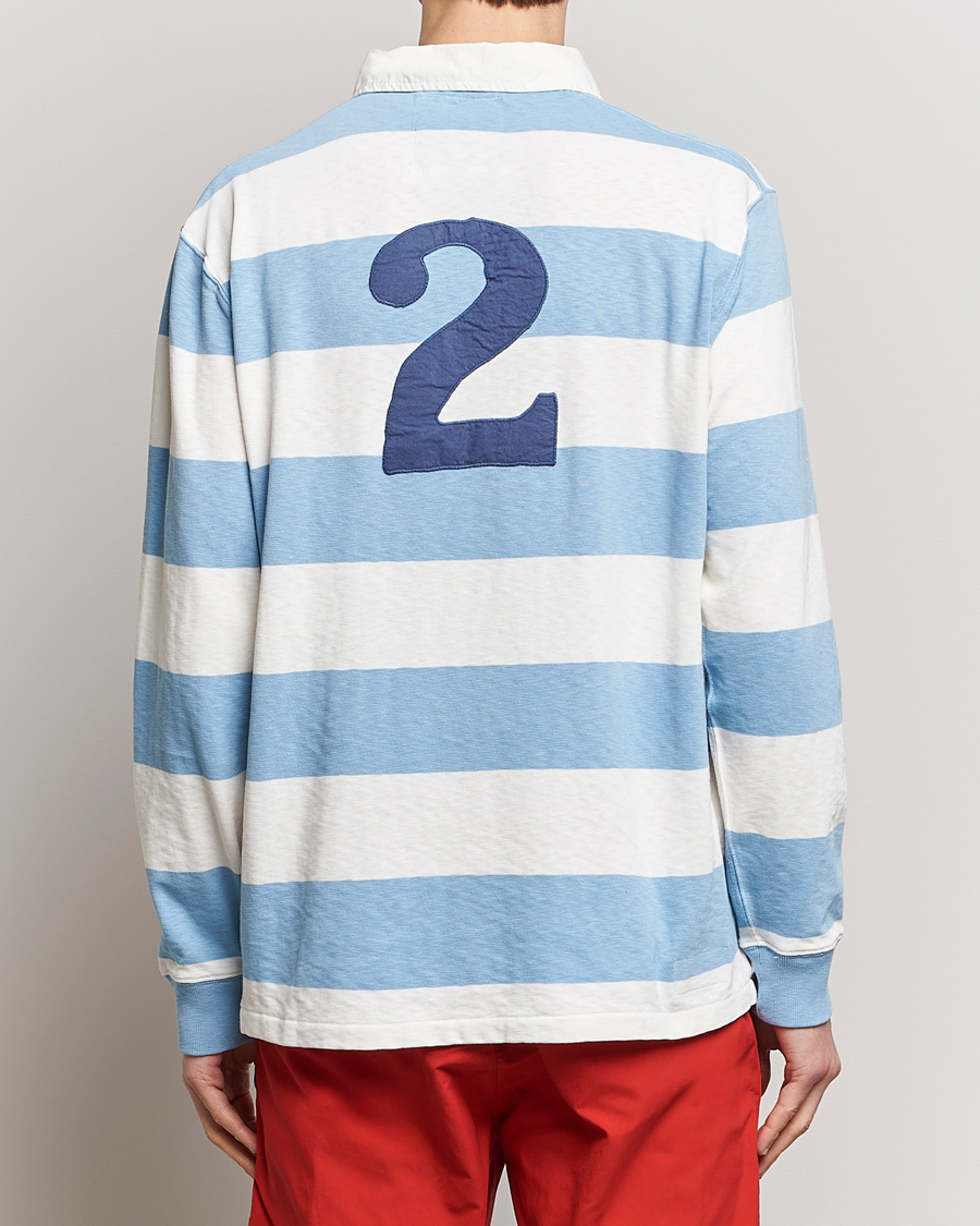 Men | Sweaters & Knitwear | Polo Ralph Lauren | Jersey Striped Rugger Powder Blue/Nevis