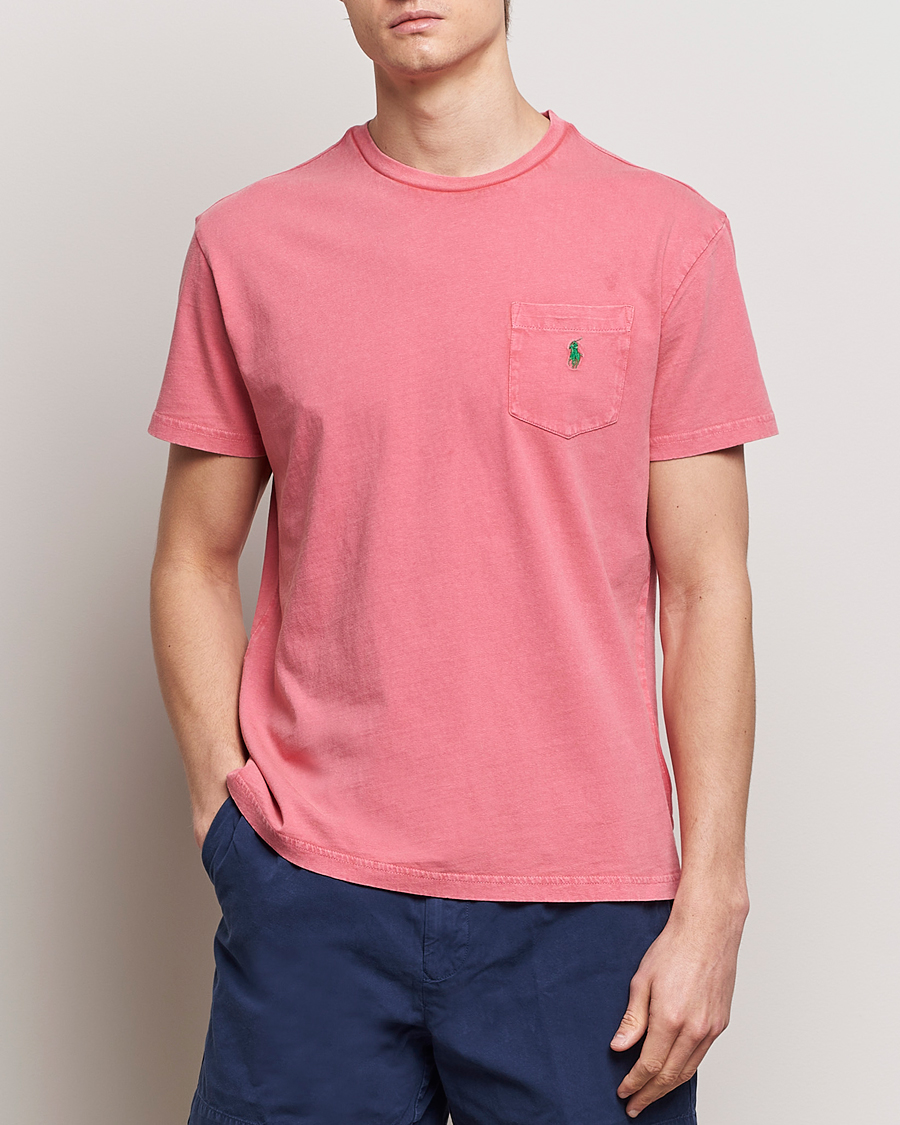 Men |  | Polo Ralph Lauren | Cotton Linen Crew Neck T-Shirt Pale Red