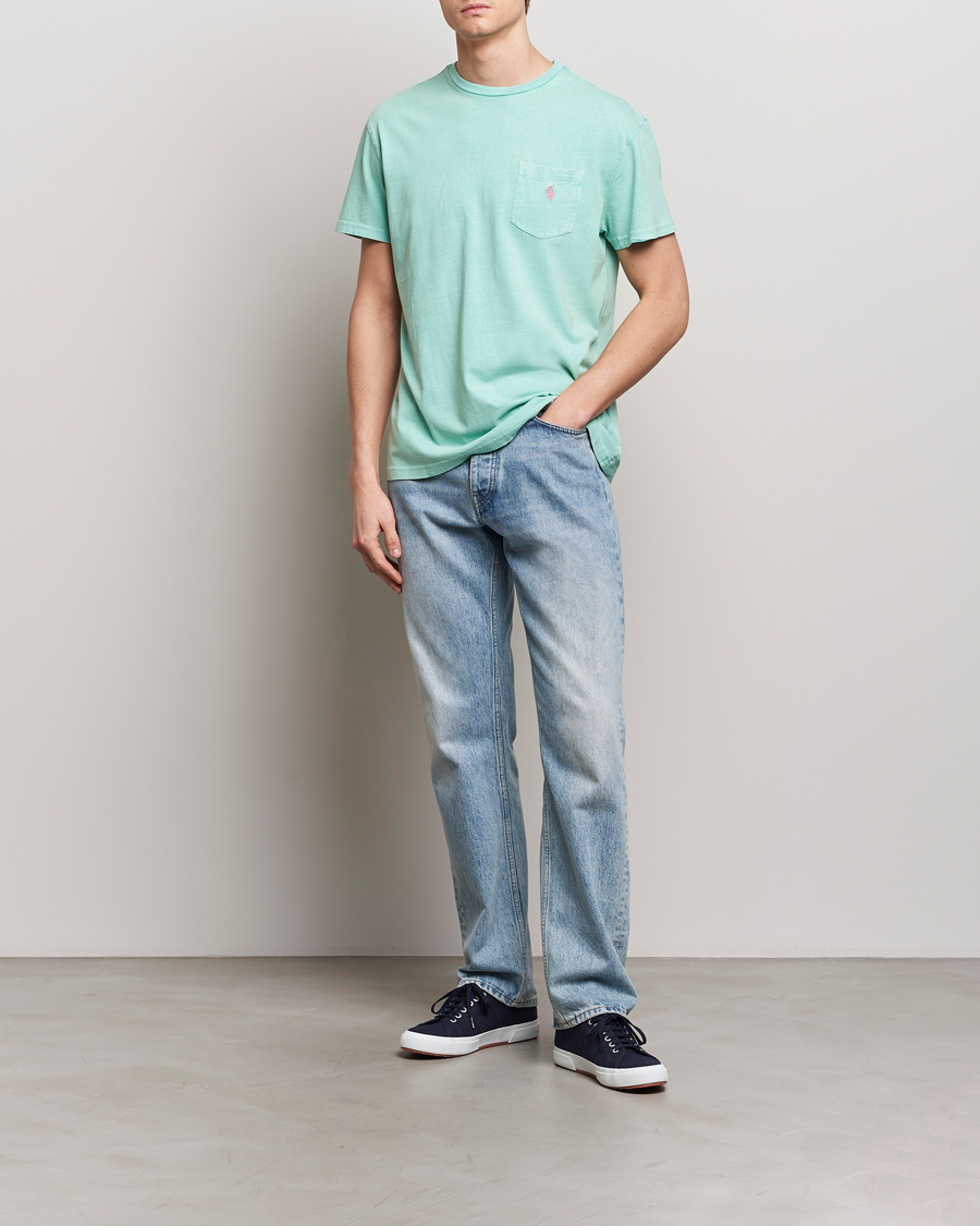 Men | T-Shirts | Polo Ralph Lauren | Cotton Linen Crew Neck T-Shirt Celadon